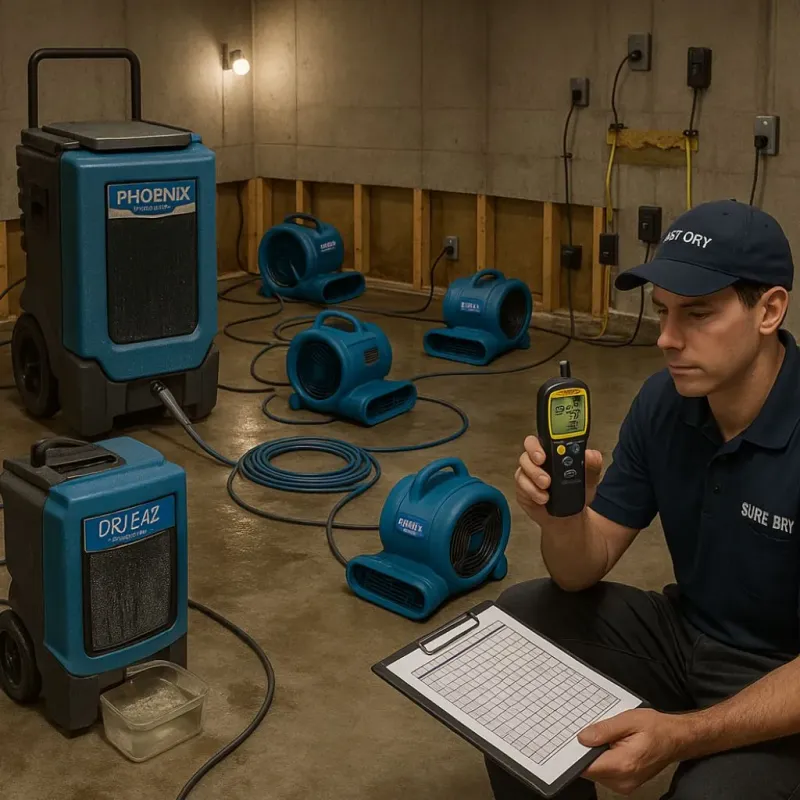 Structural Drying and Dehumidification process in Williams, CA